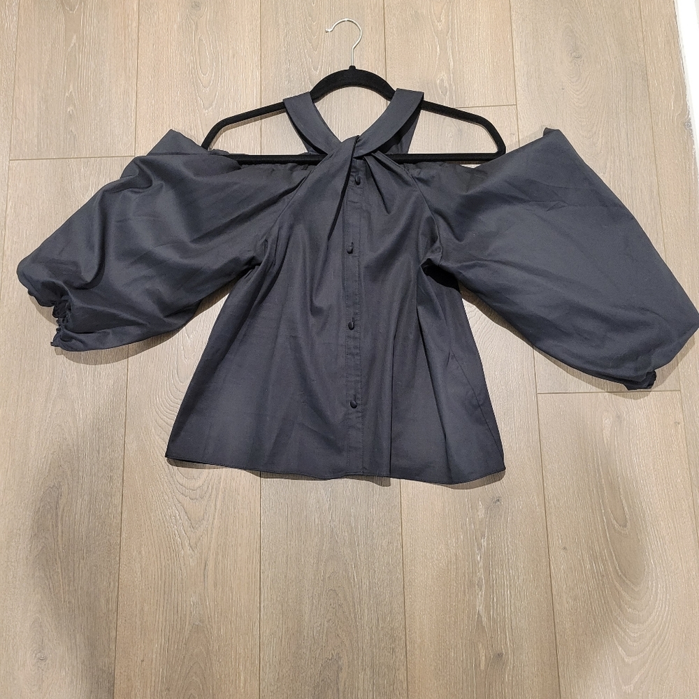 INC International Concept Black Off The Shoulder Top. XS # 394